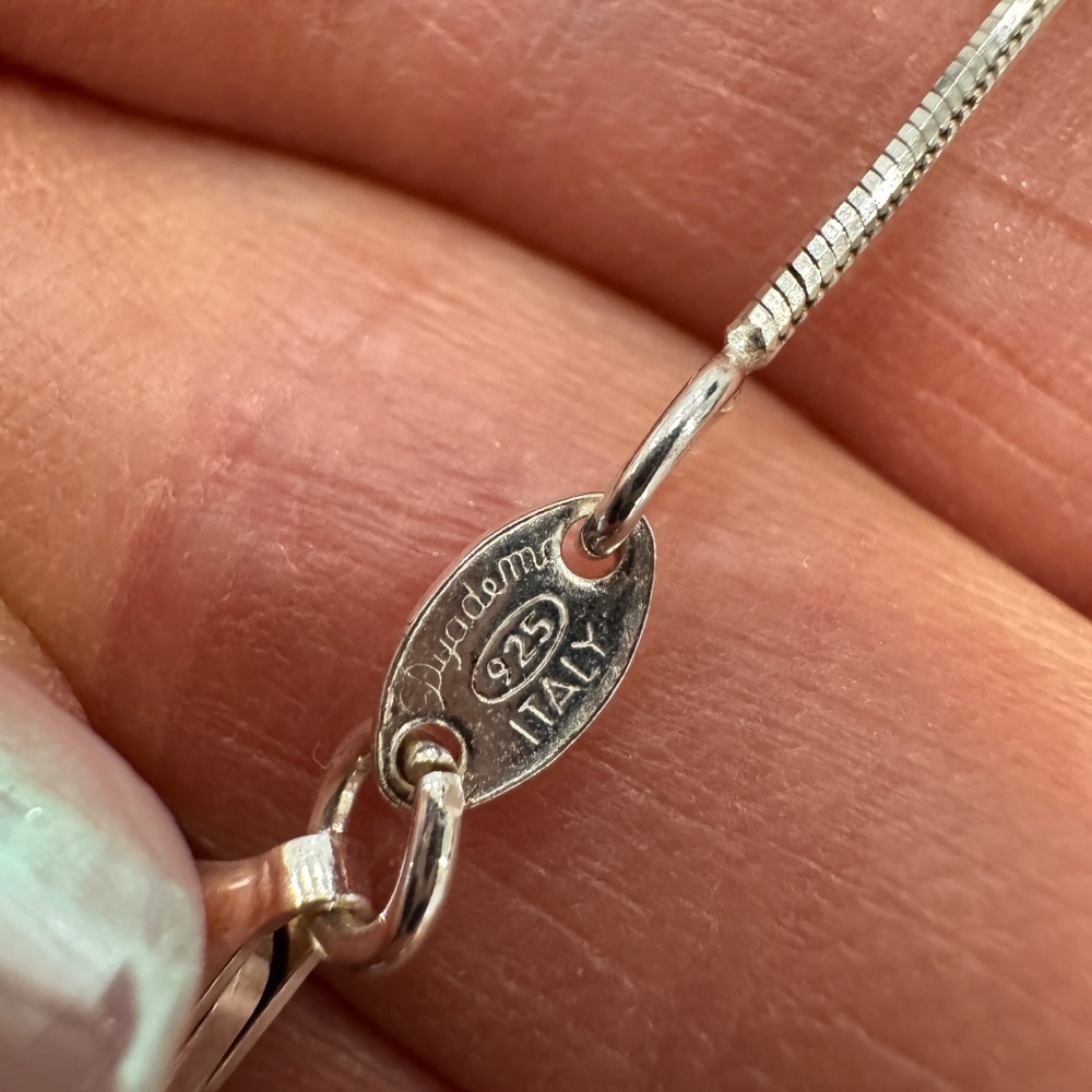 Sterling Silver adjustable dangle necklace.  Made in Italy - Picture 4 of 7